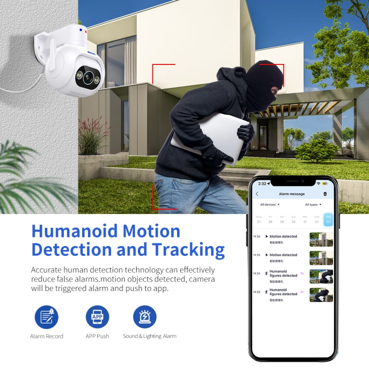 ESCAM PT304 HD 4MP Humanoid Detection Tracking WiFi Connection Sound Alarm Intelligent Night Vision H.265 Camera