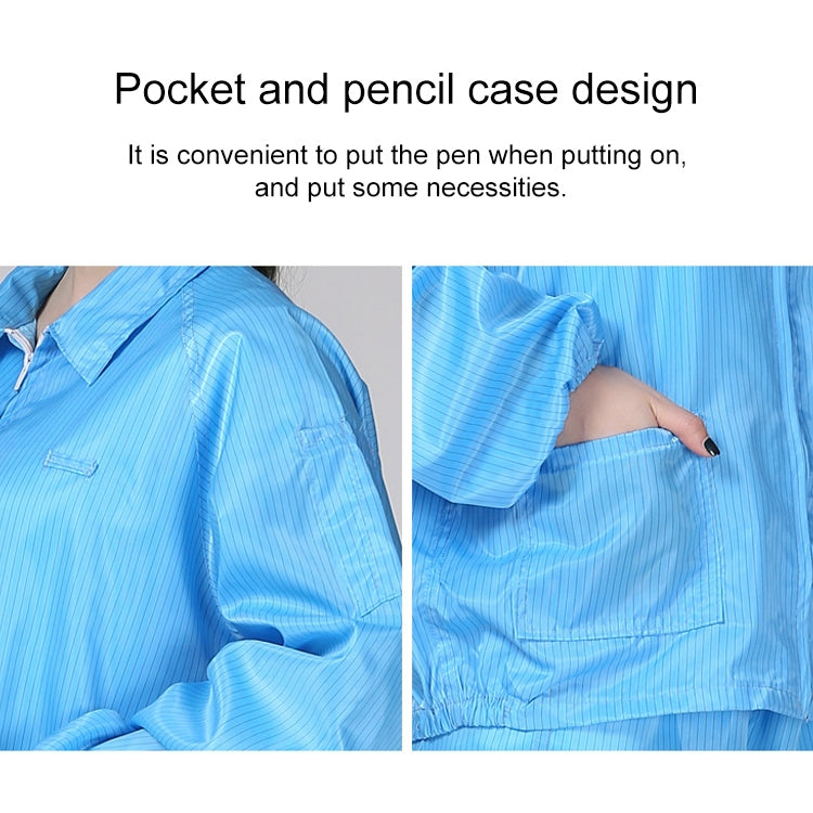 Anti Static Split Lapel Dustless Clothing Food Protection Stripe Clean Clothes