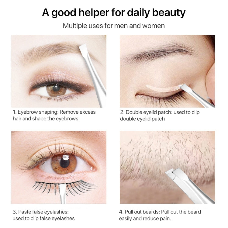 Stainless Steel Eyebrow Clip Suit Flat Bevel Eyebrow Clamp Tweezers