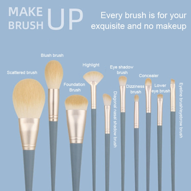 10pcs Beauty Brush Milk Blue Color Non-shedding Makeup Brush Set