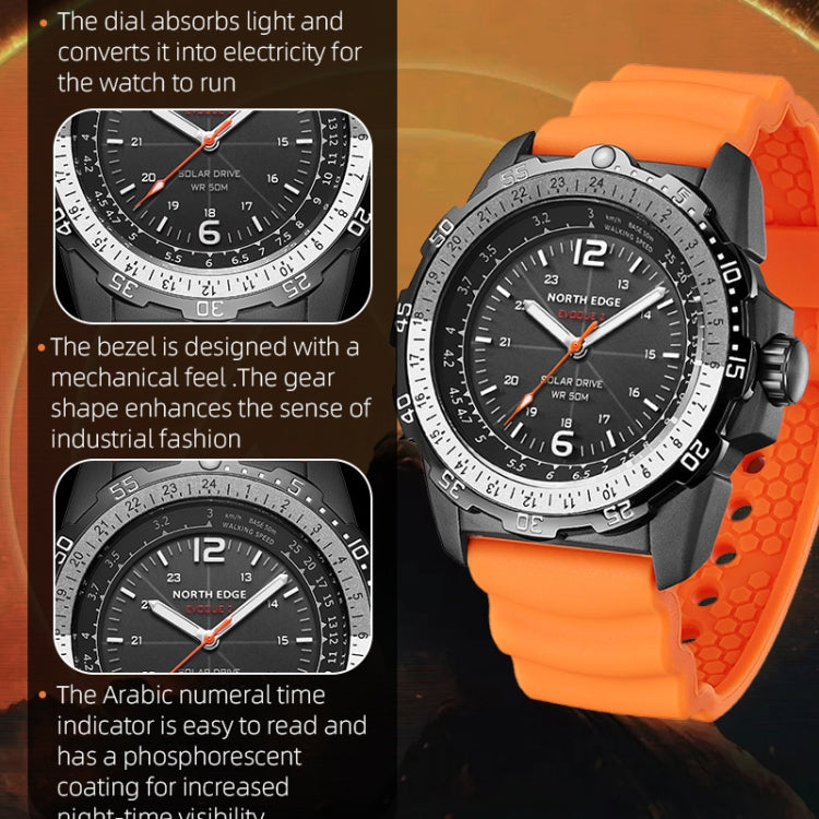 NORTH EDGE EVOQUE2 Outdoor Waterproof Solar Charging Sports Watch