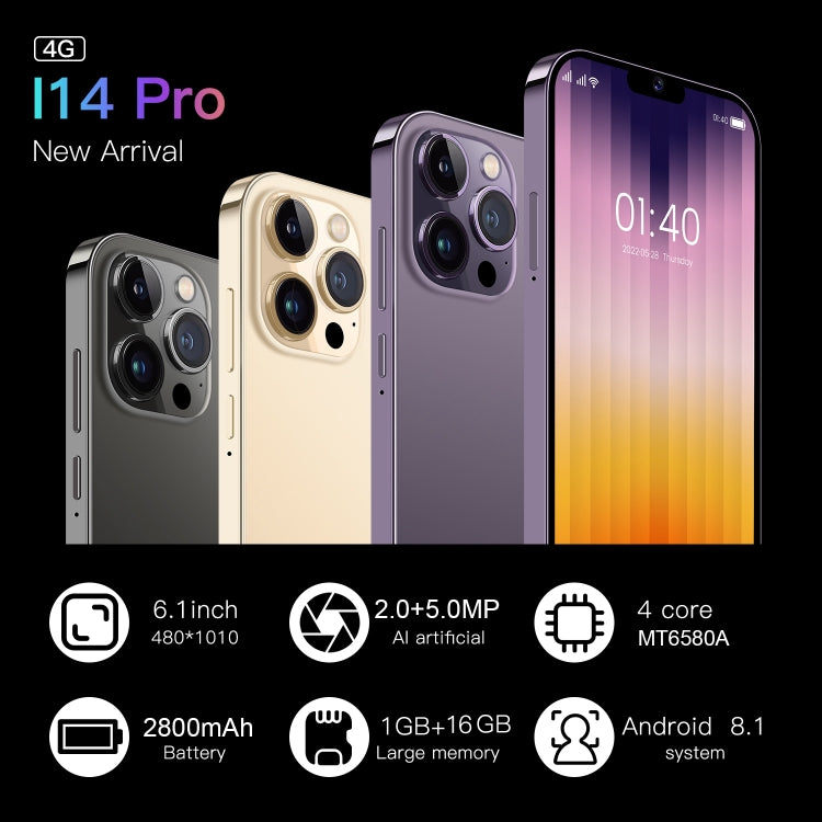 I14 Pro / N85 4G, 6.1 inch Screen, Face Identification, Android  8.1 MTK6737 Quad Core, Network: 4G, Dual SIM