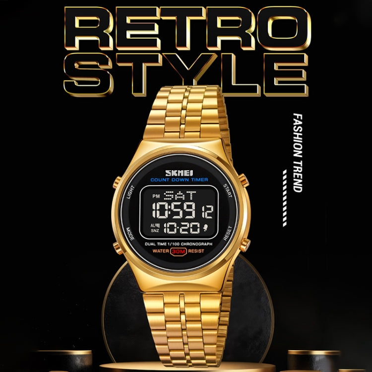 SKMEI 1882 Multifunctional Men 30M Waterproof Luminous Stainless Steel Digital Wrist Watch