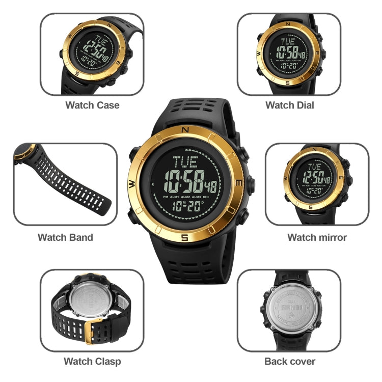 Shimei 2096 Multifunctional Men 50M Waterproof Compass Noctilucent Digital Wrist Watch