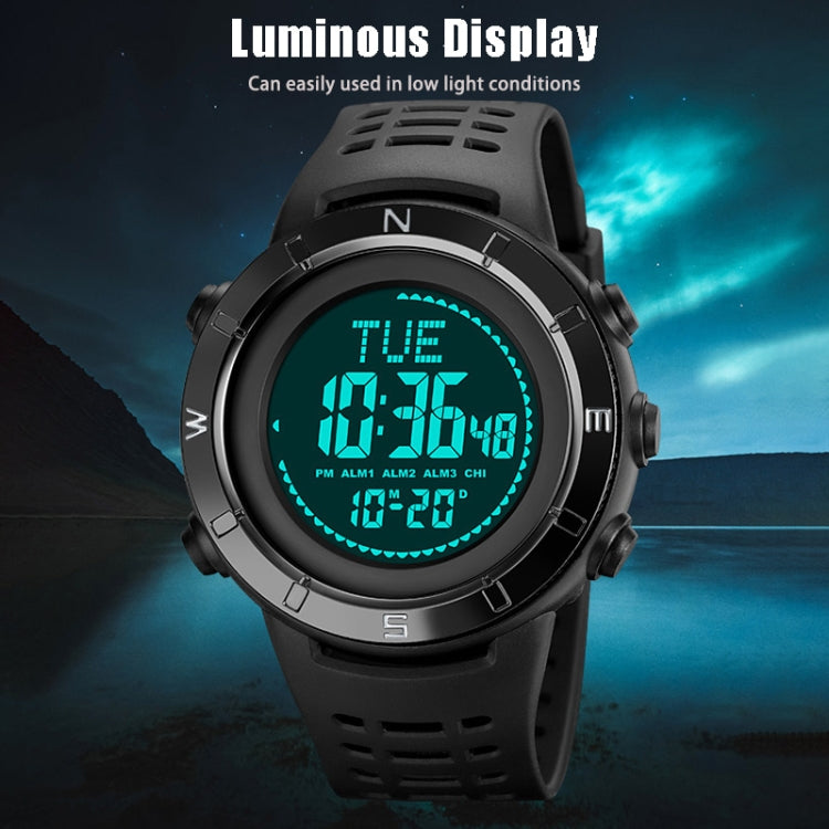 Shimei 2096 Multifunctional Men 50M Waterproof Compass Noctilucent Digital Wrist Watch
