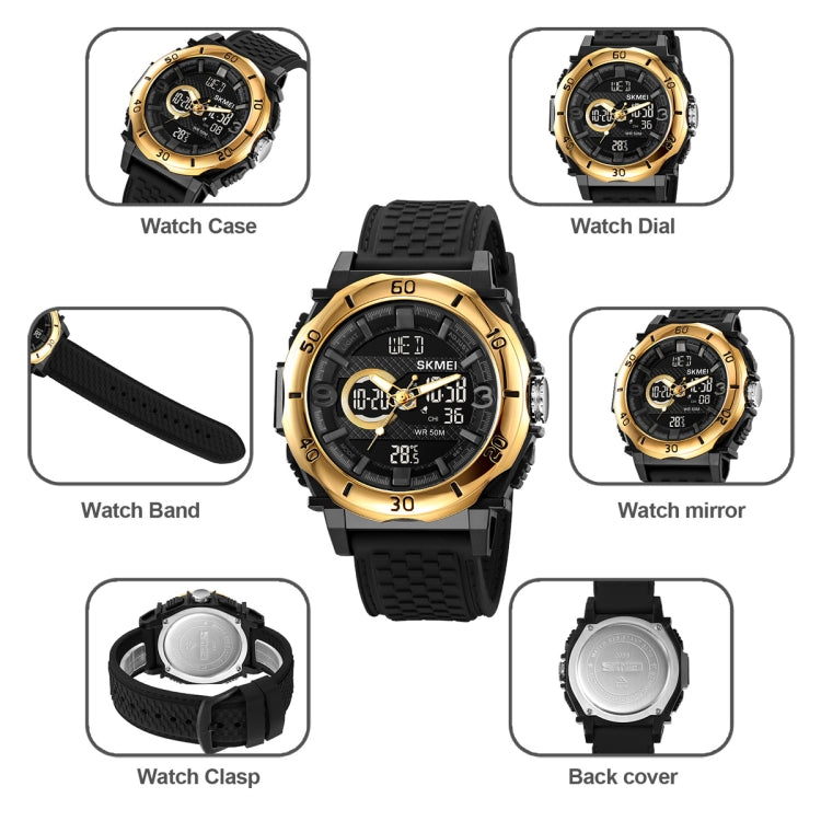 SKMEI 2098 Multifunctional Men 50M Waterproof Thermometer Dual Display Digital Wrist Watch