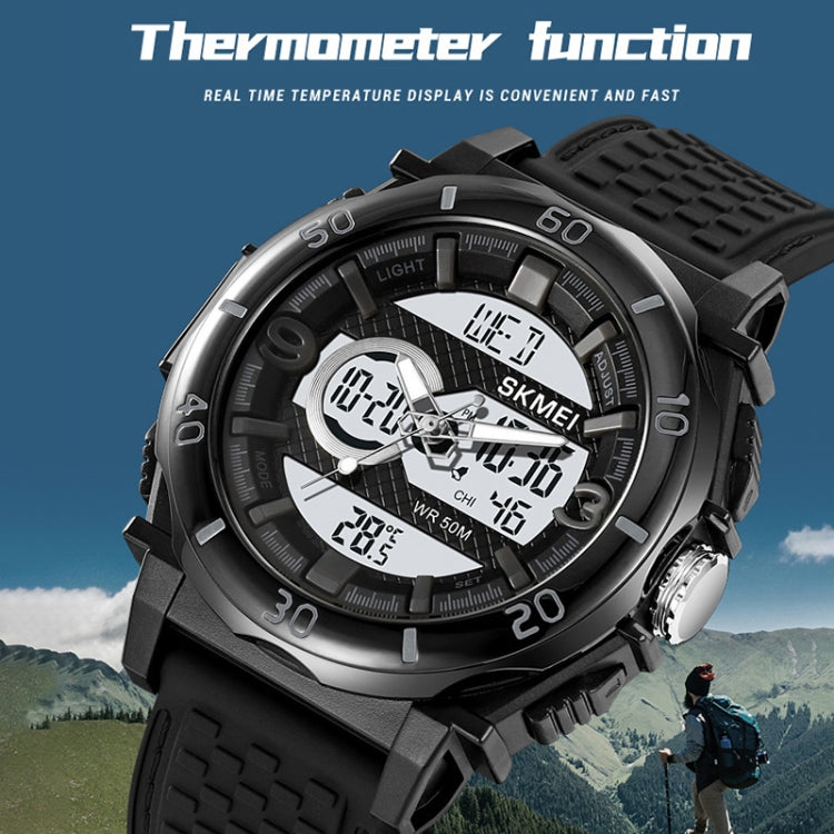 SKMEI 2098 Multifunctional Men 50M Waterproof Thermometer Dual Display Digital Wrist Watch