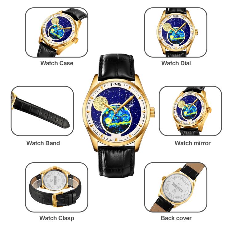 SKMEI 2115 Multifunctional Men Outdoor 30M Waterproof Moon Phase Quartz Watch