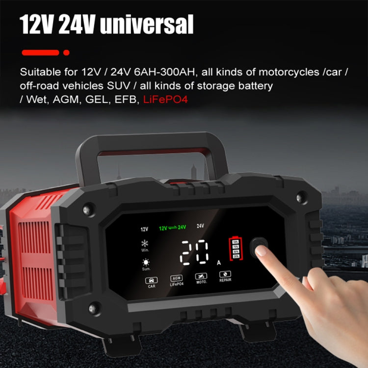 FOXSUR 12V / 24V 20A 300W Portable Motorcycle Car Smart Battery Charger