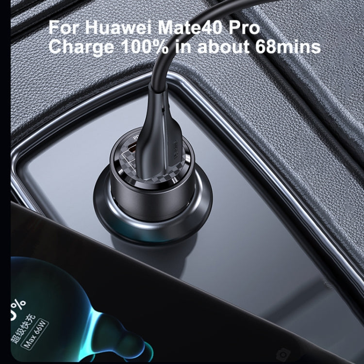 USAMS US-CC208 C39 60W USB + Type-C Dual Port Fast Charging Aluminum Alloy Transparent Car Charger