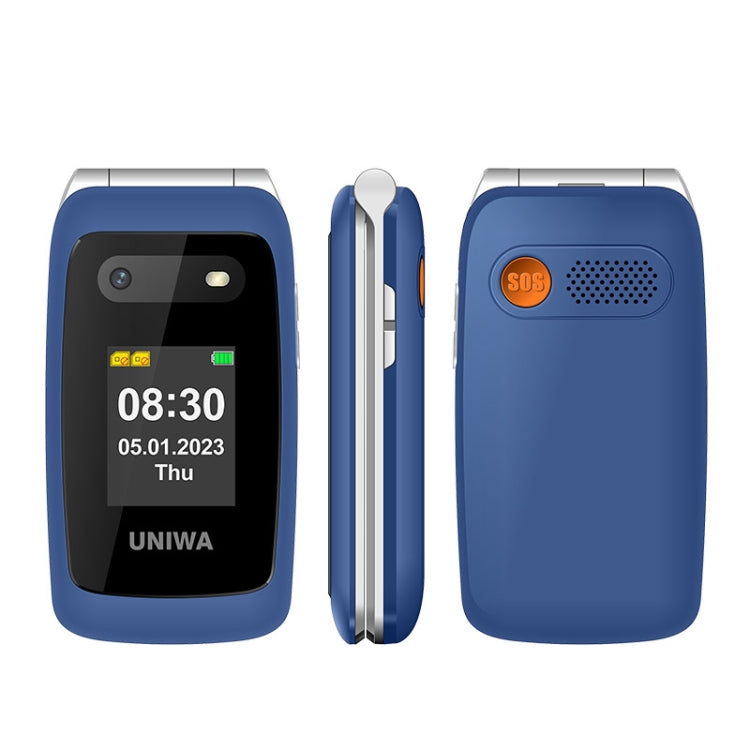 UNIWA V202T 4G Flip Style Phone, 2.4 inch Unisoc T107 Cat.1, SOS, FM, Dual SIM Cards, 21 Keys