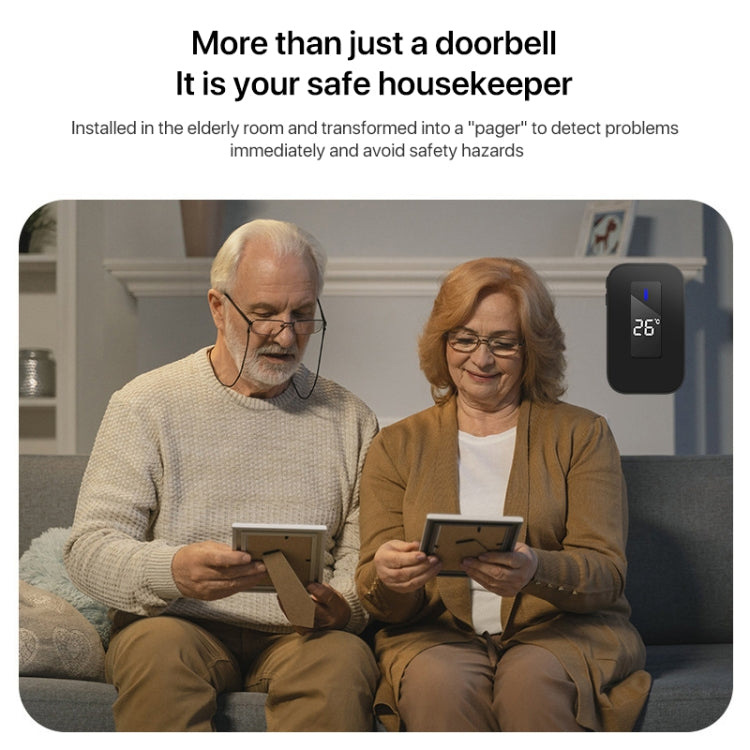 C303B One to Two Home Wireless Doorbell Temperature Digital Display Remote Control Elderly Pager