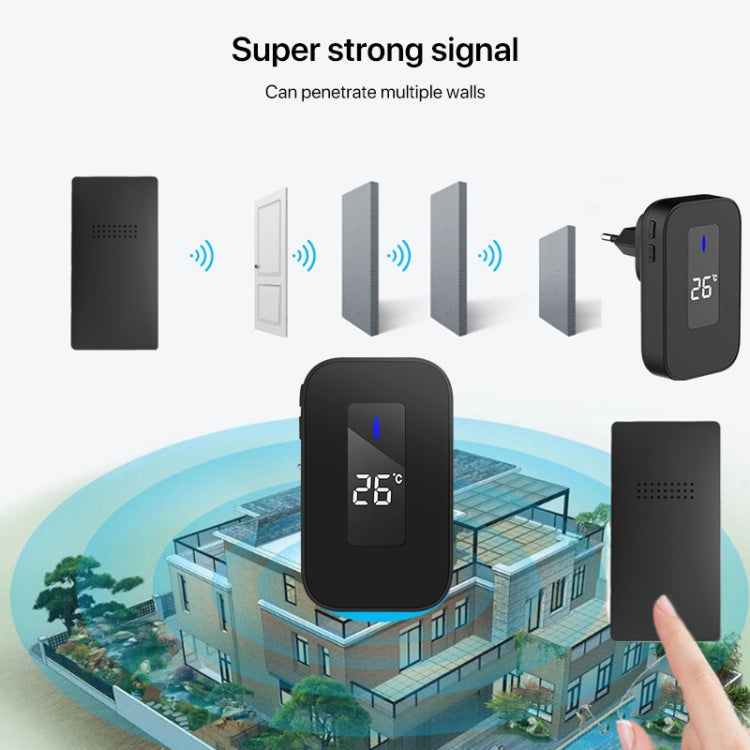 C303B One to Two Home Wireless Doorbell Temperature Digital Display Remote Control Elderly Pager