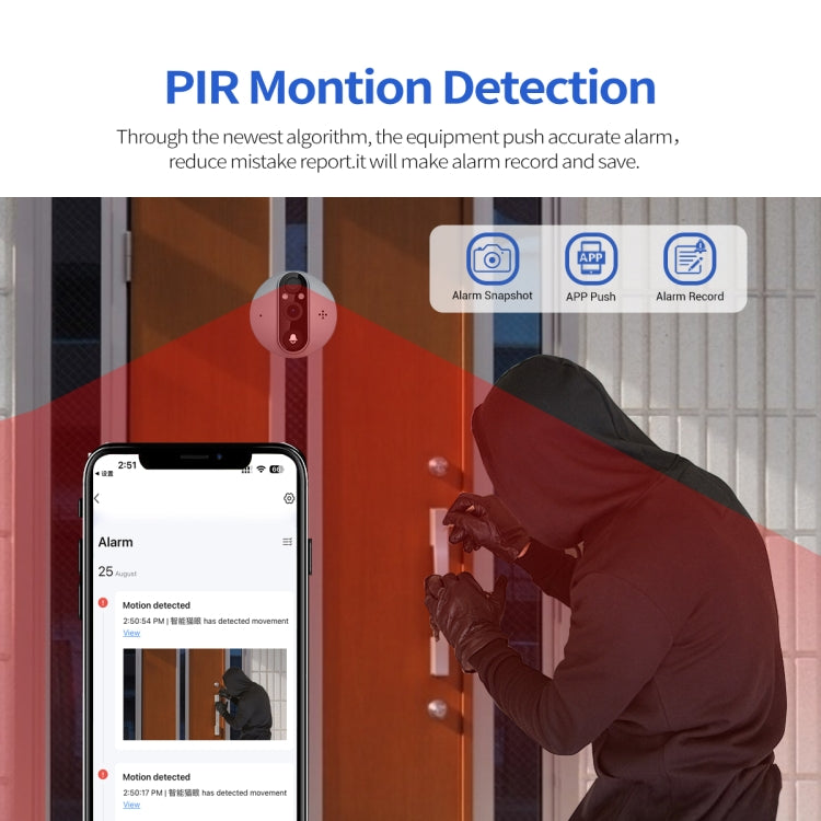 ESCAM C87 1080P 4.3 inch Smart WiFi Digital Door Viewer Supports Wide-Angle PIR & Night Vision & Dingdong Photo