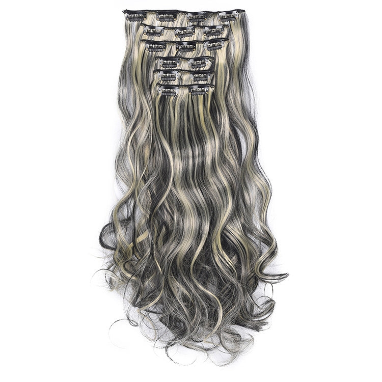 50cm 16 Card Long Curly Hair Wig Seamless Hair Extension Piece