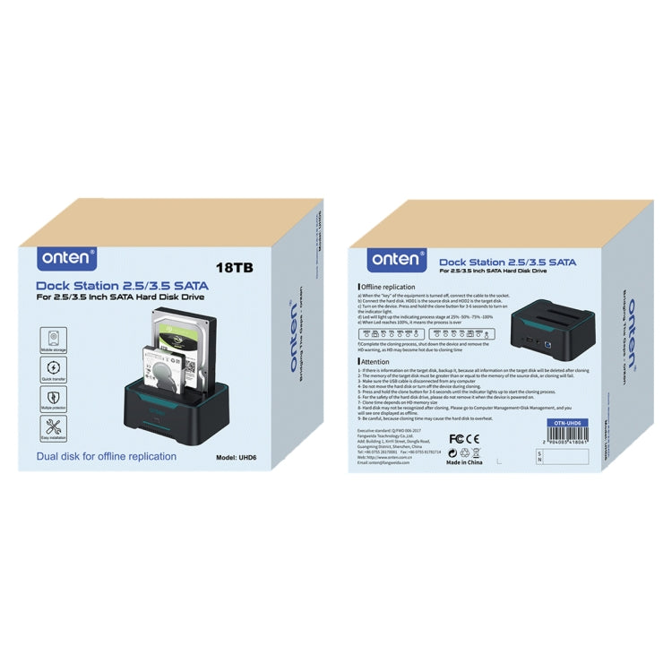 Onten UHD6 Dual Bay External Hard Drive Docking Station Expansion Base