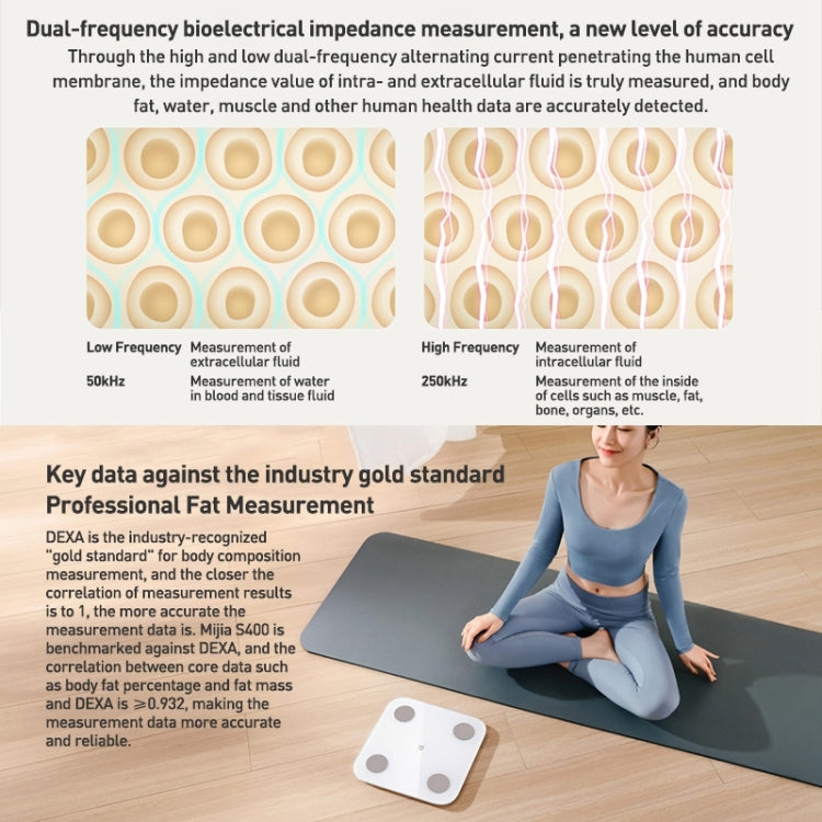 Original Xiaomi Mijia Smart Home Body Fat Scale S400 BT5.0 LED Display Dual Frequency Measurement