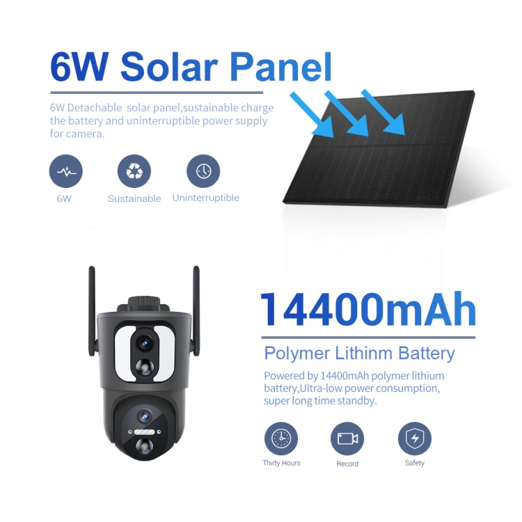 ESCAM QF390 2x2MP Binocular Solar WiFi Camera Supports Two-way Voice & Alarm Recording