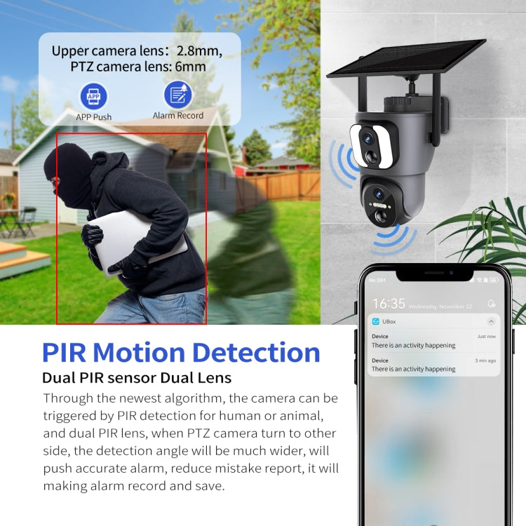 ESCAM QF390 2x2MP Binocular Solar WiFi Camera Supports Two-way Voice & Alarm Recording