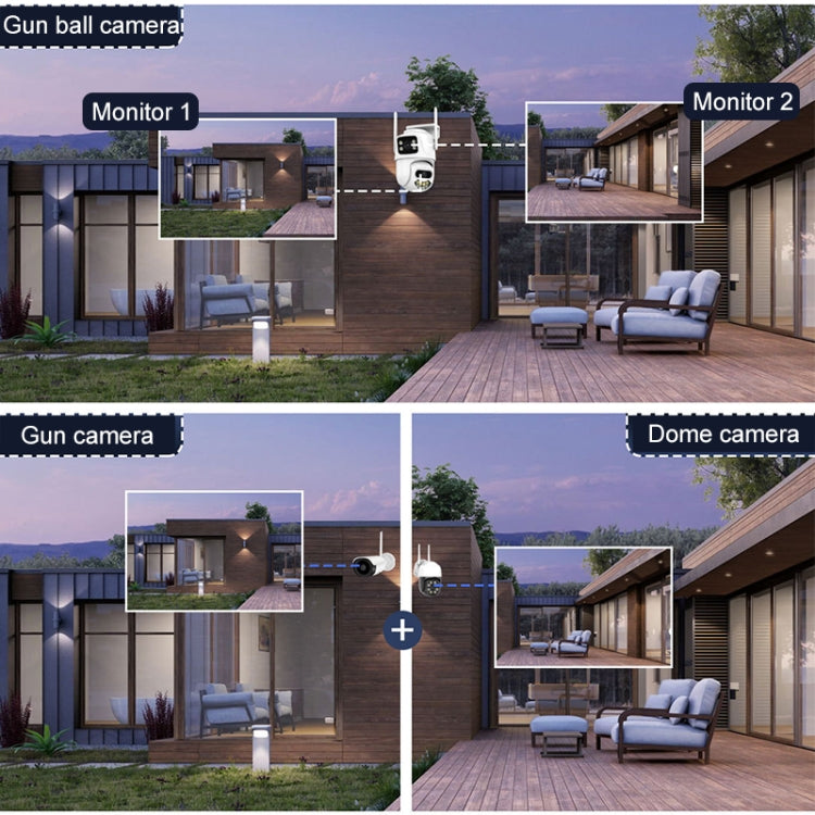 QX102 3MP WiFi Triple Camera Supports Two-way Voice Intercom & Infrared Night Vision