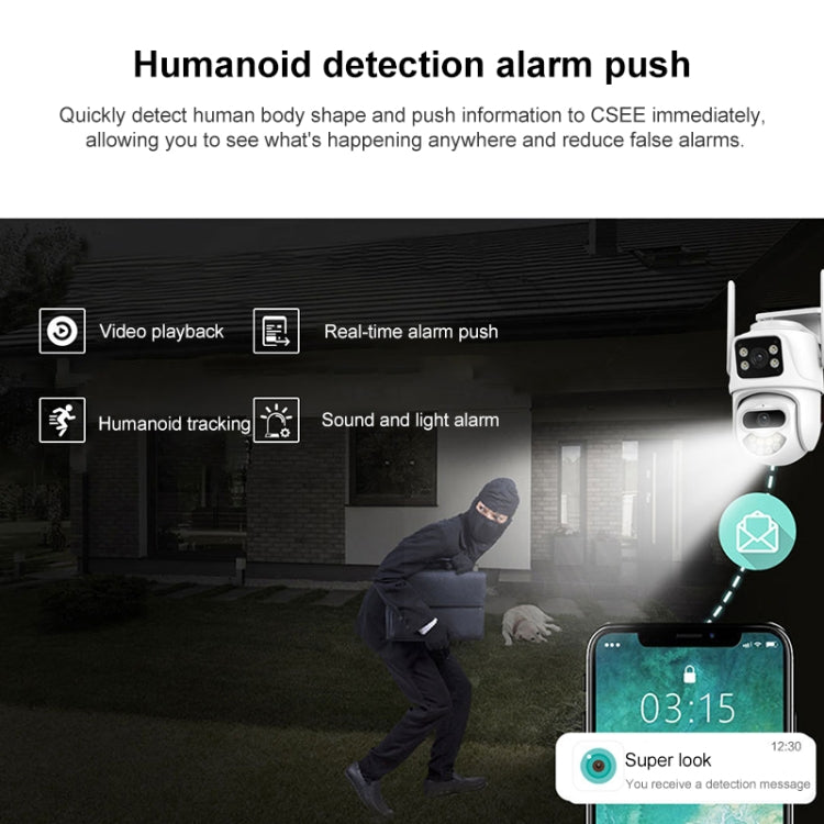 QX102 3MP WiFi Triple Camera Supports Two-way Voice Intercom & Infrared Night Vision