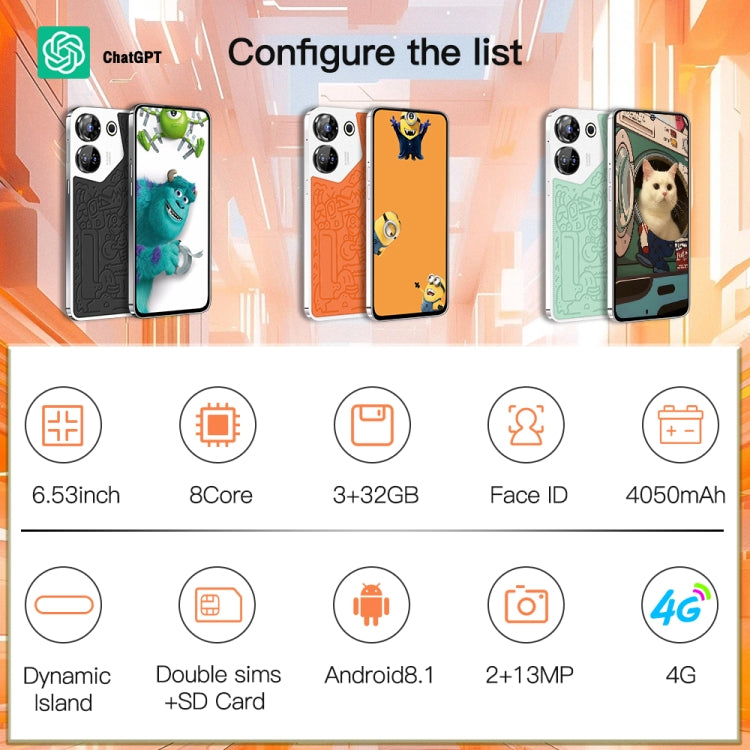 C20 Art Edition, 6.53 inch Face Identification Android 8.1 MTK6753 Octa Core , Network: 4G, Dual SIM