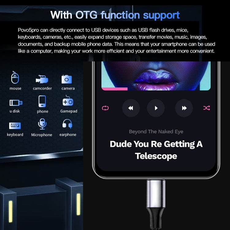 Povo5pro / PU31, 6.53 inch Face Identification Android 8.1 MTK6753 Octa Core, Network: 4G, AI GPT4, Dual SIM