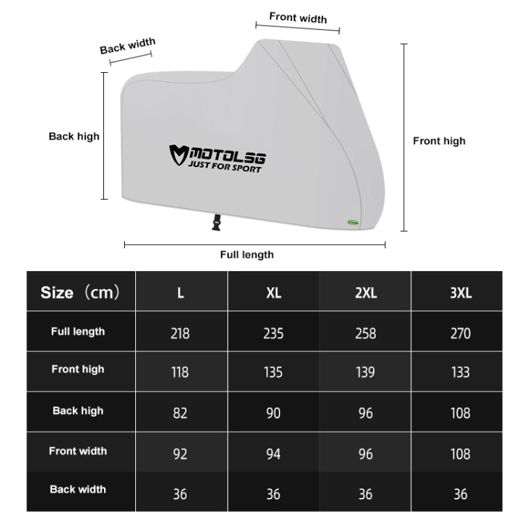 MOTOLSG Motorcycle Waterproof Sunproof Dustproof Thickening Cover