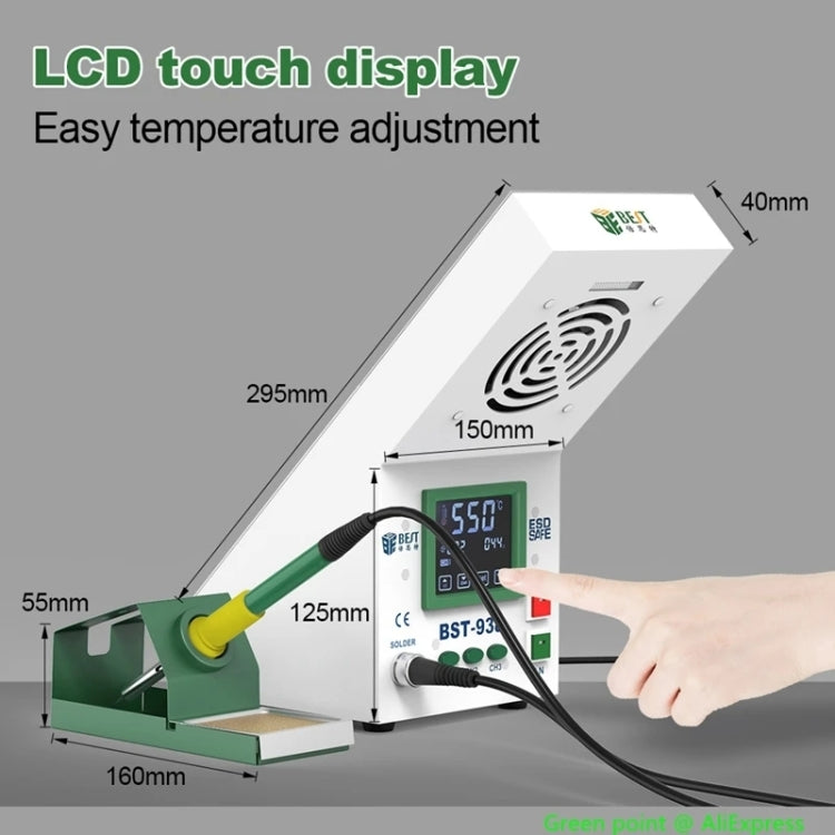 BEST BST-938 LED Electric Iron Smoking Instrument Smoke Purifier Soldering Station with Exhaust Fan