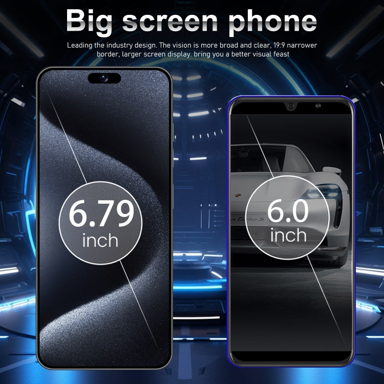 i15 Pro Max / VD1, 6.79 inch Screen, Face Identification, Android 8.1 MTK6753 Octa Core, Network: 4G, Dual SIM