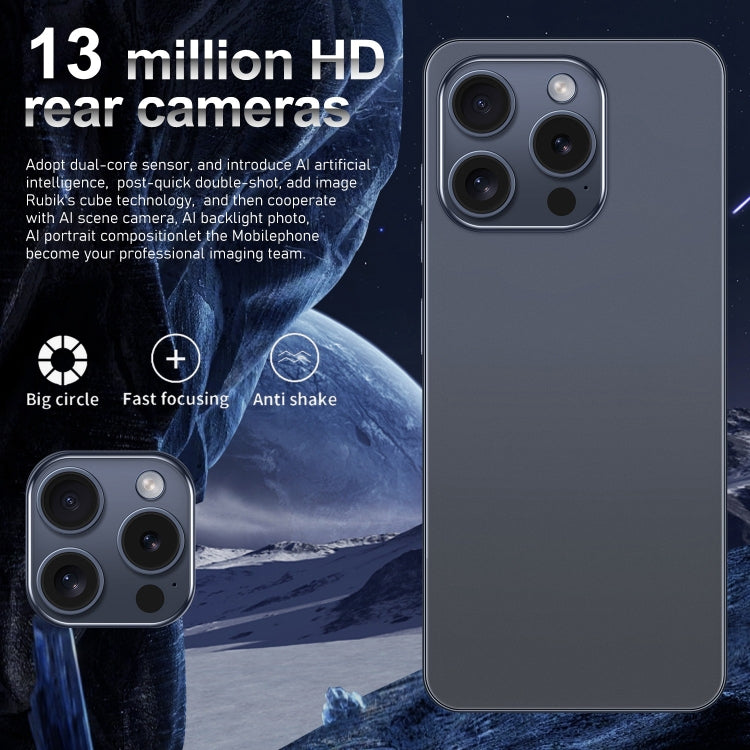 i15 Pro Max / VD1, 6.79 inch Screen, Face Identification, Android 8.1 MTK6753 Octa Core, Network: 4G, Dual SIM