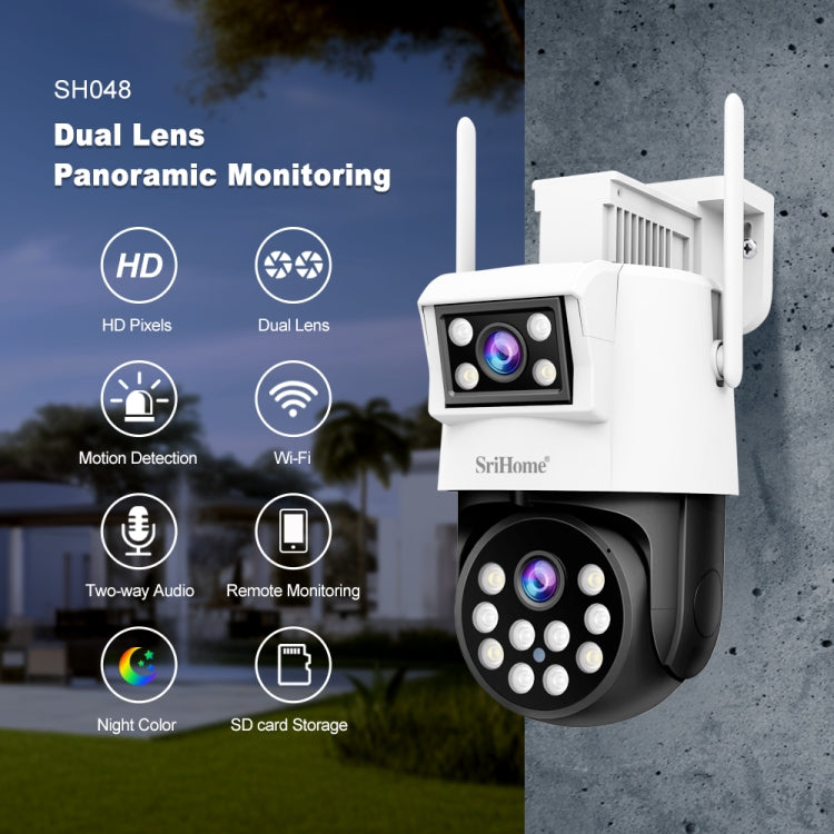 SriHome SH048 2MP + 2MP Humanoid Tracking Smart Night Vision Dual Lens IP Camera