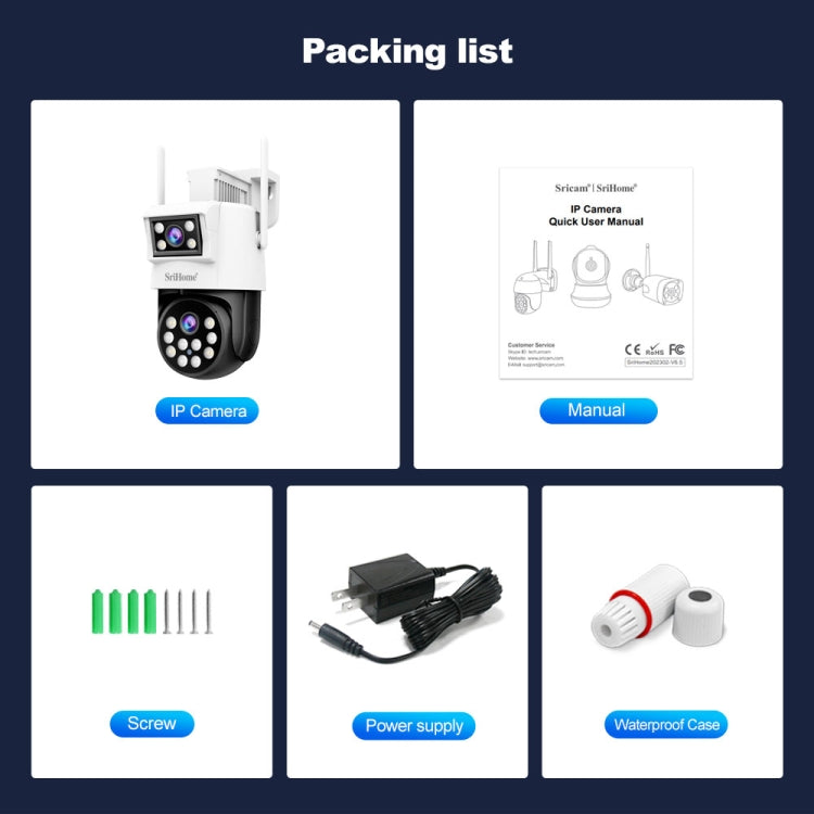 SriHome SH048 2MP + 2MP Humanoid Tracking Smart Night Vision Dual Lens IP Camera