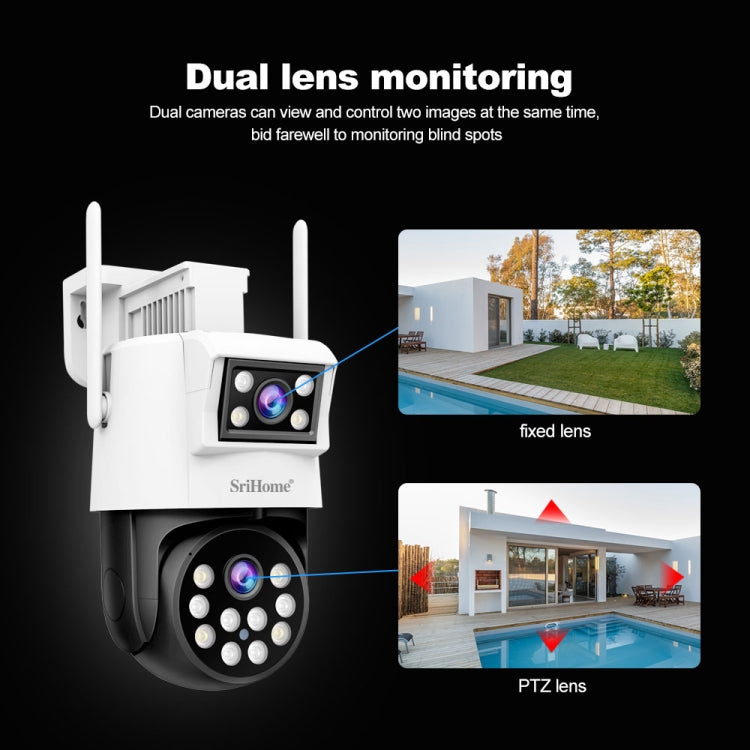 SriHome SH048 2MP + 2MP Humanoid Tracking Smart Night Vision Dual Lens IP Camera