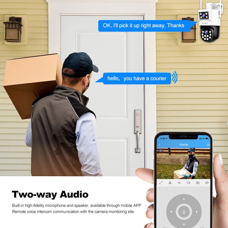 SriHome SH048 2MP + 2MP Humanoid Tracking Smart Night Vision Dual Lens IP Camera