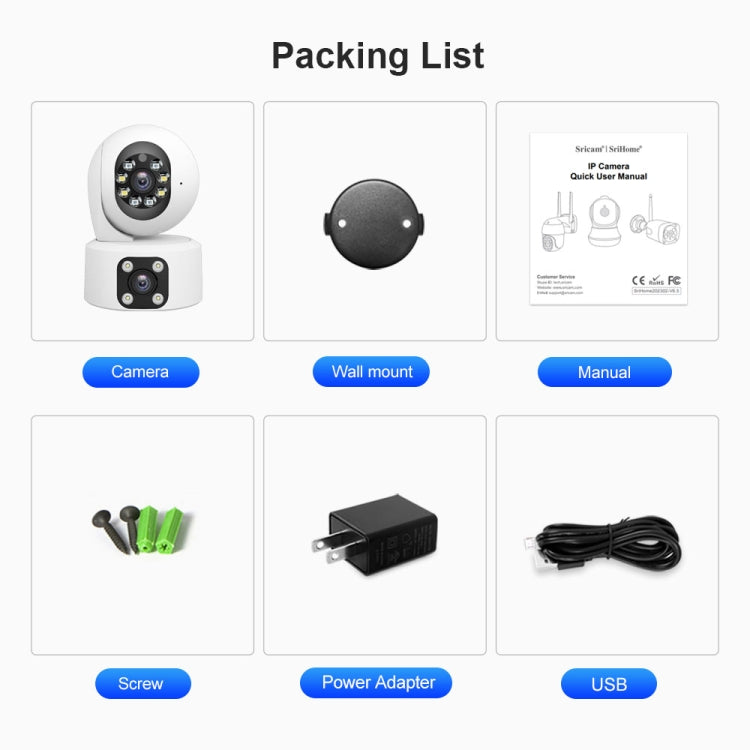 SriHome SH049 2MP + 2MP Humanoid Tracking Smart Night Vision Dual Lens HD IP Camera