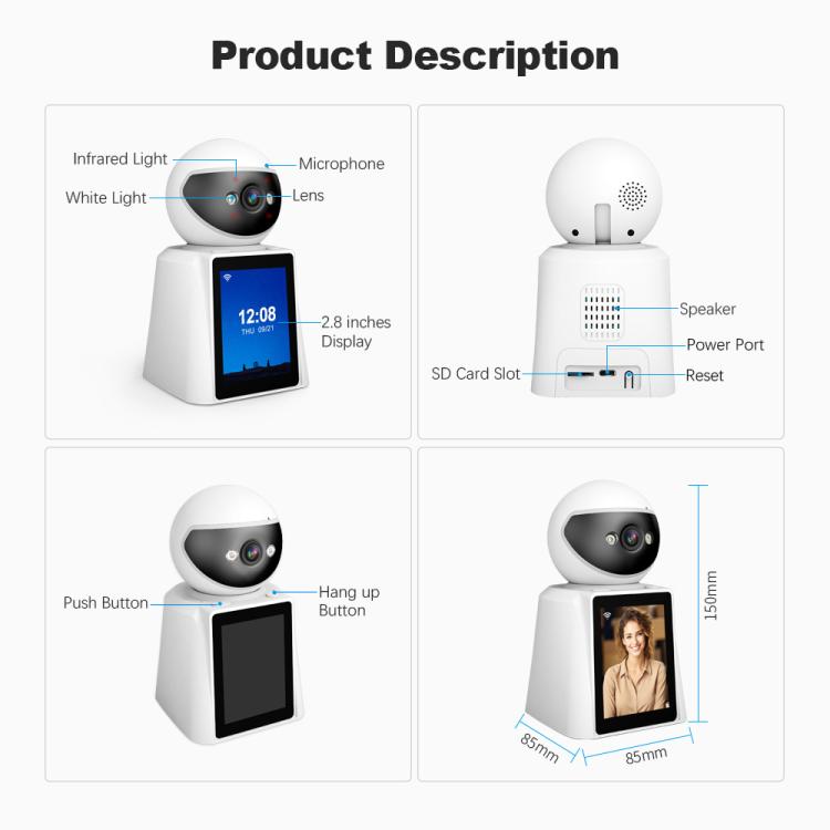 Srihome SH053 4MP 2.8 inch IPS Screen Smart Video Calling IP Camera Baby Monitor
