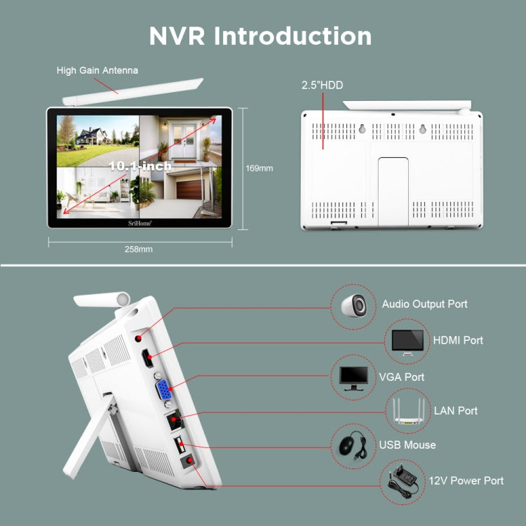 SriHome NVS010-IPC047 Ultra HD 4 Channel WiFi Network Video Recorder Set