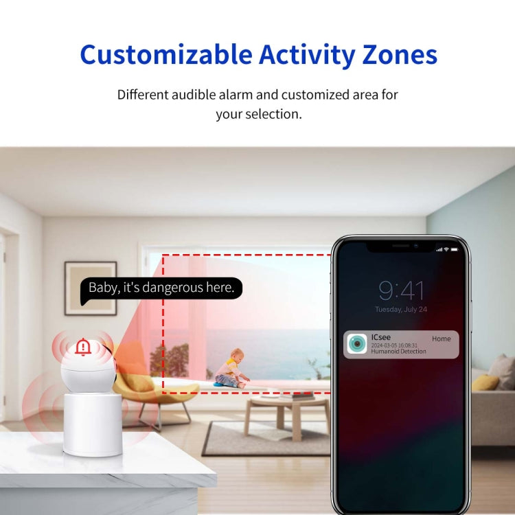 ESCAM QF104 One Click Video Call 3MP Indoor Humanoid Detection Audible Alarm Color Night Version Smart WiFi Camera