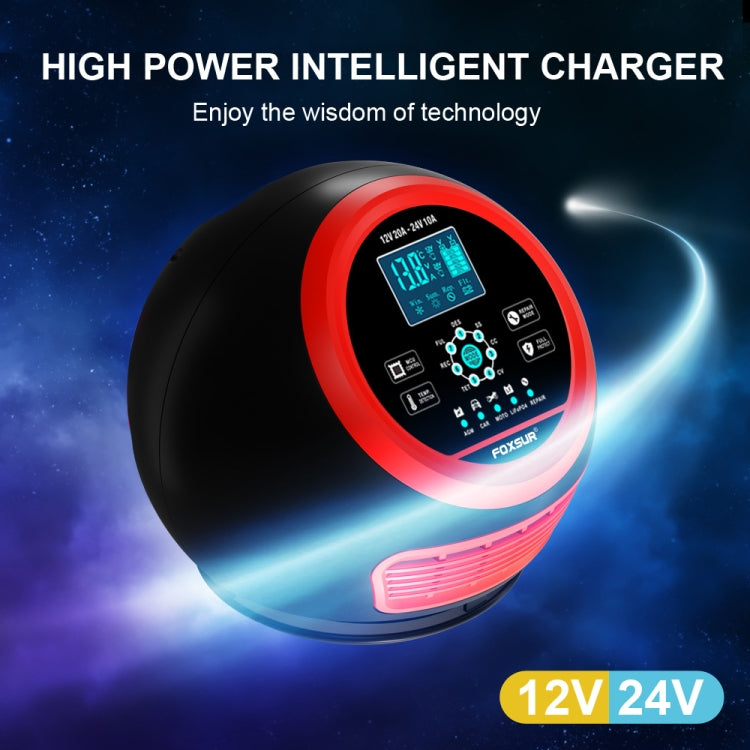 FOXSUR 20A 12V 24V Car / Motorcycle Smart Battery Charger