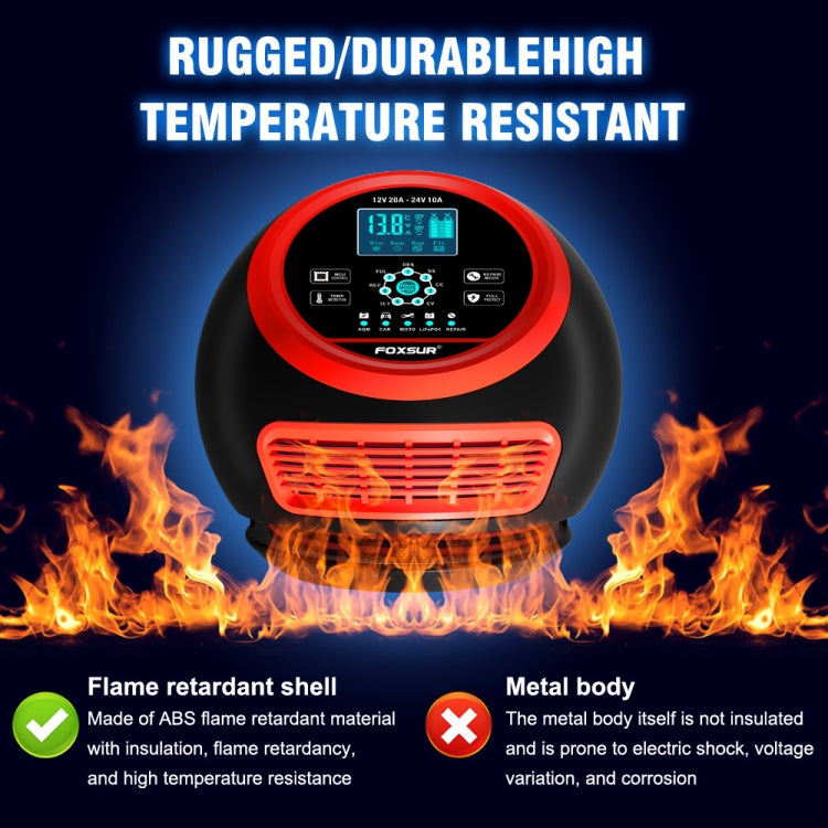 FOXSUR 20A 12V 24V Car / Motorcycle Smart Battery Charger
