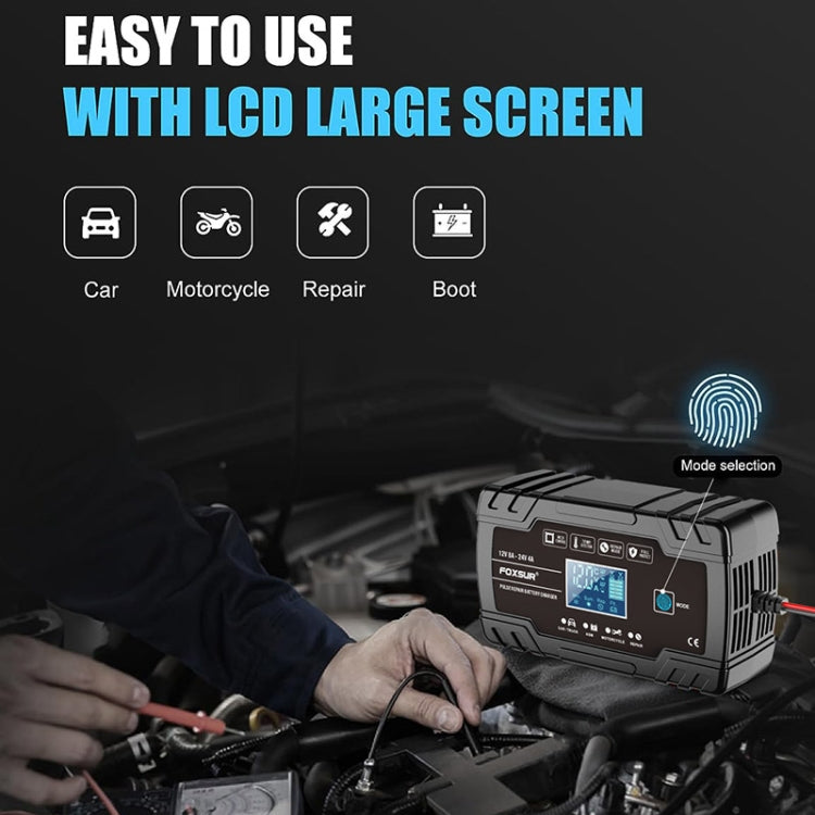 FOXSUR 8A 12V 24V Car / Motorcycle Smart Battery Charger