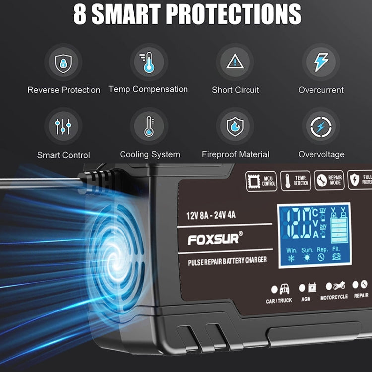 FOXSUR 8A 12V 24V Car / Motorcycle Smart Battery Charger