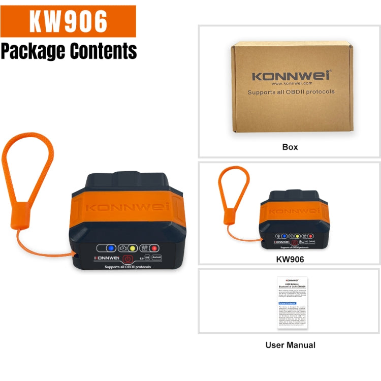 KONNWEI KW906 Bluetooth 5.0 Car OBD2 Scanner Support Android & iOS