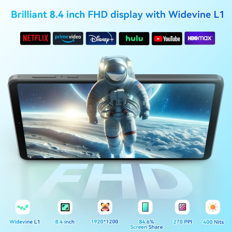 HEADWOLF Fpad5 4G LTE Tablet PC, 8.4 inch Android 14 MT6789 Octa Core Support Dual SIM, Global Version with Google Play