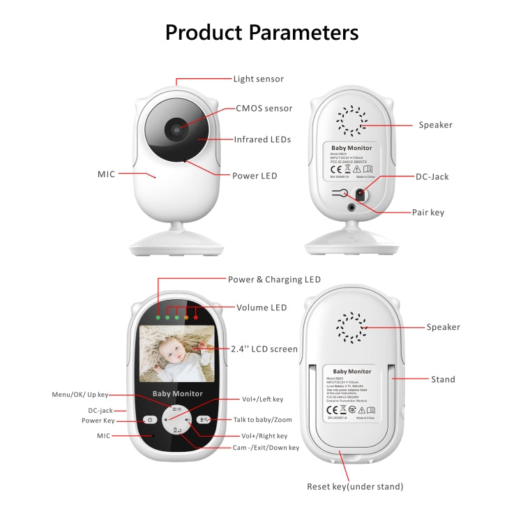 SM25 2.4 inch LCD Screen Baby Monitor Care Camera