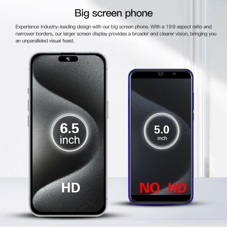 i15 Pro Max / Q5A, 6.5 inch Screen, Face Identification, Android 10 MTK6762 Octa Core, OTG, NFC, Network: 4G, Dual SIM