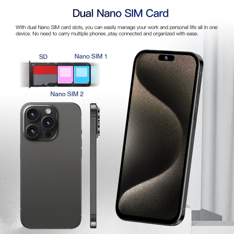 i15 Pro Max / Q5, 6.5 inch Screen, Face Identification, Android 8.1 MTK6580P Quad Core, Network: 3G, Dual SIM