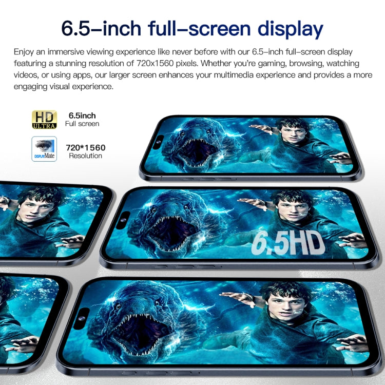 i15 Pro Max / Q5, 6.5 inch Screen, Face Identification, Android 8.1 MTK6580P Quad Core, Network: 3G, Dual SIM