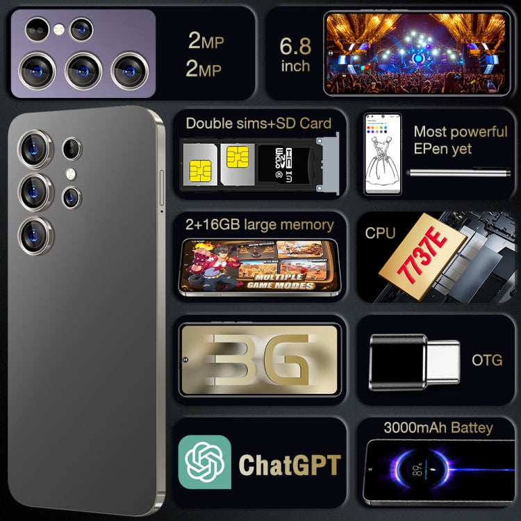 S24 Ultra / C24, 6.8 inch Screen, Android 8.1 7731E Quad Core, Network: 3G, OTG, Dual SIM
